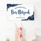 Bar Mitzvah Simple Modern Navy Blue Agate Script Banner (Insitu)