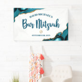 Bar Mitzvah Simple Modern Turquoise Agate Script Banner (Insitu)