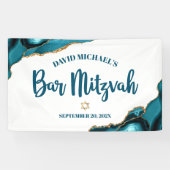 Bar Mitzvah Simple Modern Turquoise Agate Script Banner (Horizontal)
