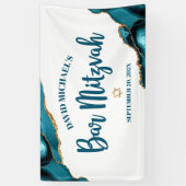 Bar Mitzvah Simple Modern Turquoise Agate Script Banner (Vertikal)