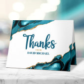 Bar Mitzvah Simple Modern Turquoise Agate Script Dankeskarte