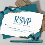 Bar Mitzvah Simple Modern Turquoise Agate Script RSVP Karte<br><div class="desc">Seien Sie stolz, freuen Sie sich und feiern Sie diesen Meilenstein Ihres Lieblings-Bar Mitzvah mit dieser coolen, einzigartigen, modernen, personalisierten UAWG Insert-Karte für Ihre Veranstaltung! Die dunkle aquamarine Schrift-Typografie überlagert einen einfachen, sauberen, weißen Hintergrund mit türkisblauen agaten Felsen, die mit den Imitaten goldenen Venen akustisch hervorgehoben sind. Personalisieren Sie den...</div>