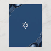 Bar Mitzvah Simple Navy Blue Agate Modernes Script Begleitkarte (Rückseite)