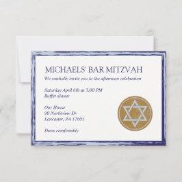 Bar Mitzvah sind kiddish Kartenblau und -gold in Einladung