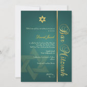 Bar Mitzvah/smaragdgrün/gold Einladung (Vorderseite)