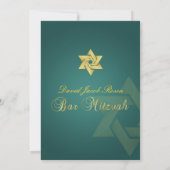 Bar Mitzvah/smaragdgrün/gold Einladung (Rückseite)