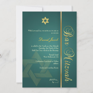 Bar Mitzvah/smaragdgrün/gold Einladung