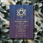 Bar Mitzvah Stainted Wood Blue Plum Gold Star Einladung<br><div class="desc">Bar Mitzvah und Bat Mitzvah laden Sets von Umua entworfen ein. Gedruckt und ausgeliefert von Zazzle oder seinen Partnern.</div>