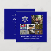 Bar Mitzvah Star David Foto Collage blau (Vorne/Hinten)