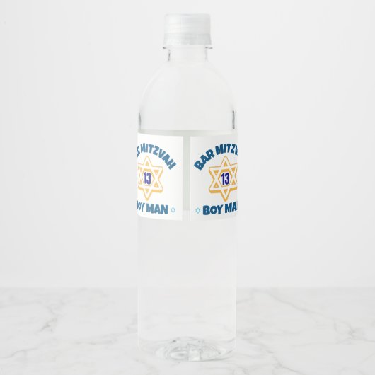 Bar Mitzvah Star David Wasserflaschenetikett (Rückseite)