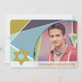 Bar Mitzvah Star des geometrischen Fotos David ein Einladung (Vorderseite)