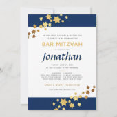 Bar Mitzvah Star von David Elegant Gold & Navy Inv Einladung (Rückseite)