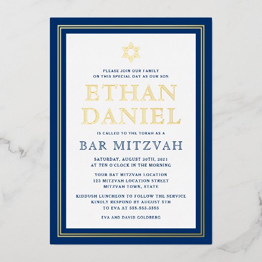 Bar mitzvah Star von David Folieneinladung (Vorderseite)