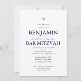 Bar Mitzvah Star von David Jewish Blue Stripe Invi Einladung