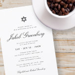 Bar Mitzvah Star von David Minimalistisch Modern Einladung<br><div class="desc">Design besteht aus Sans Serif Typografie und spielerischer,  kursiver Schrift Typografie auf einem einfachen Hintergrund. Abrufbar unter: http://www.zazzle.com/store/selectpartysupplies</div>