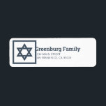 Bar Mitzvah Star von David Moderne Rücksendeadress<br><div class="desc">Besteht aus modernen Serifen und Sans Serif Typografie mit einem Stern von David. Dieses wurde von Select Party Supplies entworfen,  exklusiv für Zazzle. Abrufbar unter: http://www.zazzle.com/store/selectpartysupplies</div>