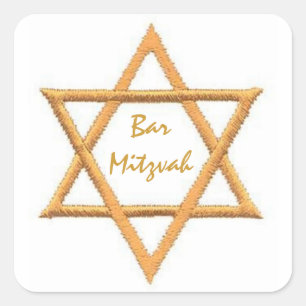 Bar Mitzvah/Star von David Quadratischer Aufkleber