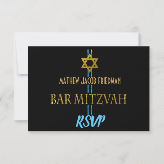 Bar Mitzvah Star von David UAWG RSVP Karte (Vorderseite)