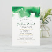 BAR MITZVAH Stern Moderne, kelgrün-grüne Wasserfar Einladung (Stehend Vorderseite)