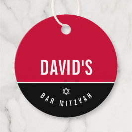 BAR MITZVAH Stern Moderner Junge Graurot Geschenkanhänger