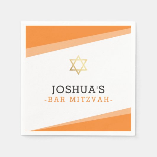 BAR MITZVAH Stern schlicht, modern und fett, hell Serviette (Vorderseite)