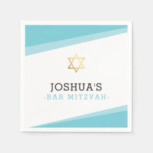 BAR MITZVAH Stern schlicht und modern türkisblau Serviette