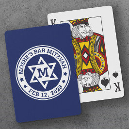 Bar mitzvah Stern von David blau jede Farbe Monogr Spielkarten