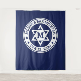 Bar mitzvah Stern von David blau jede Farbe Monogr Wandteppich