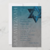 Bar Mitzvah Stylish Aquamarin Blue Star von David  Einladung (Vorderseite)