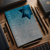 Bar Mitzvah Stylish Aquamarin Blue Star von David  Einladung