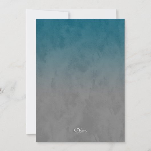 Bar Mitzvah Stylish Aquamarin Blue Star von David Einladung (Rückseite)