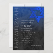 Bar Mitzvah Stylish Blue Star von David Ombre Einladung (Vorderseite)