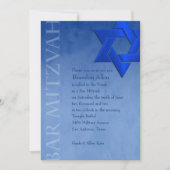 Bar Mitzvah Stylish Blue Star von David Ombre Einladung (Vorderseite)