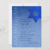 Bar Mitzvah Stylish Blue Star von David Ombre Einladung (Vorderseite)