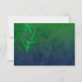 Bar Mitzvah Stylish Green Star von David Ombre RSVP Karte (Rückseite)