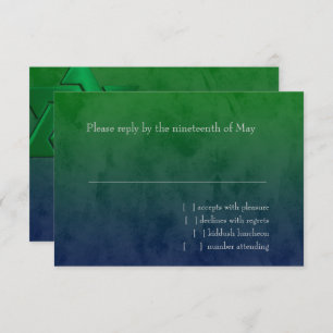 Bar Mitzvah Stylish Green Star von David Ombre RSVP Karte