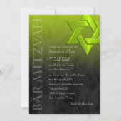 Bar Mitzvah Stylish Lime Green Star von David Ombr Einladung (Vorderseite)
