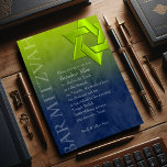 Bar Mitzvah Stylish Lime Green Star von David Ombr Einladung<br><div class="desc">Bar Mitzvah und Bat Mitzvah laden Sets von Umua entworfen ein. Gedruckt und ausgeliefert von Zazzle oder seinen Partnern.</div>