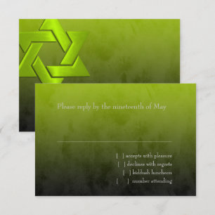 Bar Mitzvah Stylish Lime Green Star von David Ombr RSVP Karte