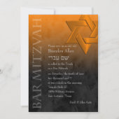Bar Mitzvah Stylish Orange Star von David Ombre Einladung (Vorderseite)