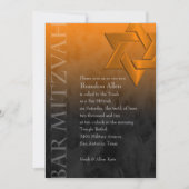 Bar Mitzvah Stylish Orange Star von David Ombre Einladung (Vorderseite)