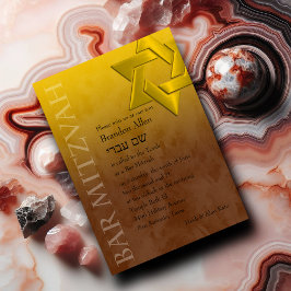 Bar Mitzvah Stylish Yellow Star von David Ombre Einladung