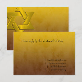 Bar Mitzvah Stylish Yellow Star von David Ombre RSVP Karte