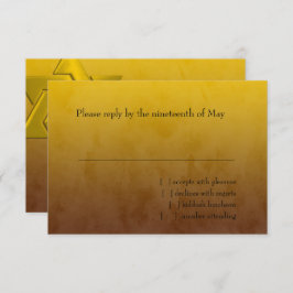 Bar Mitzvah Stylish Yellow Star von David Ombre RSVP Karte