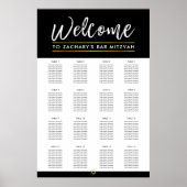 BAR MITZVAH TABLE PLAN 16 Tische modern schwarz Poster (Vorne)