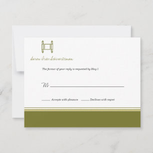 Bar Mitzvah Torah Olive Reply Card Einladung