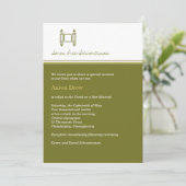 Bar Mitzvah Torah olivgrünes Grün-Einladung Einladung (Stehend Vorderseite)