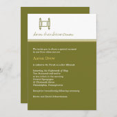 Bar Mitzvah Torah olivgrünes Grün-Einladung Einladung (Vorne/Hinten)