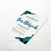 Bar Mitzvah Turquoise Agate Bold Script Real Gold Folieneinladung (Gedreht)