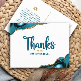 Bar Mitzvah Turquoise Agate Bold Script Vielen Dan Postkarte